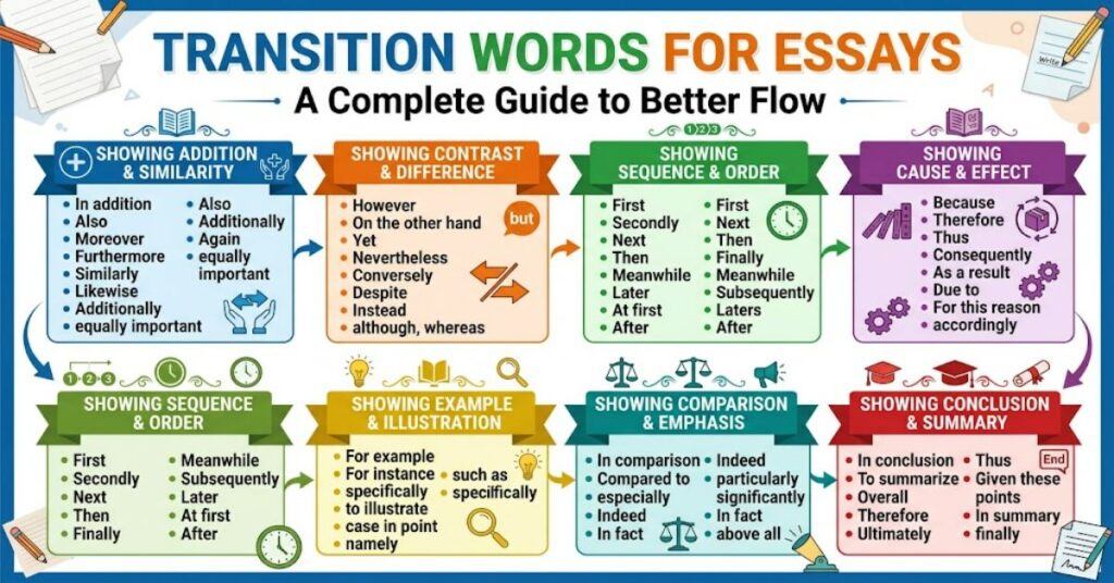 Transition Words for Essays: A Complete Guide to Better Flow